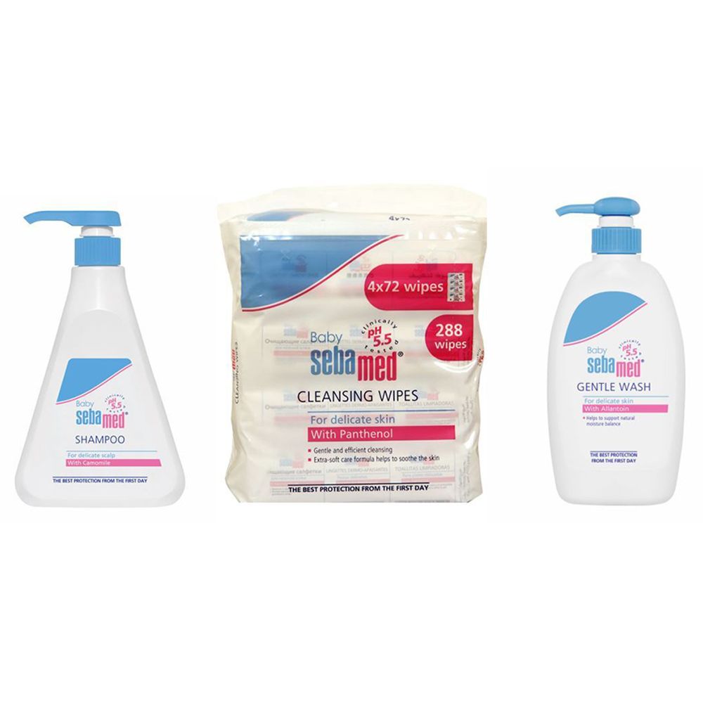 Sebamed - Baby Shampoo 500ml + Wet Wipes 288's + Wash 400ml