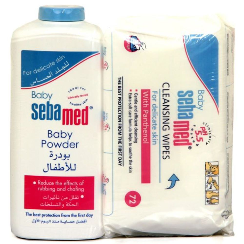 Sebamed Baby Powder 400g + Baby Wet Wipes 72's