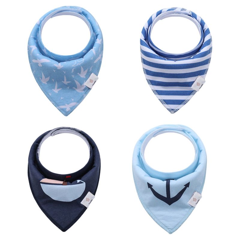 Tiny Toes - 100% Cotton Baby Bibs Pack of 4 - Sailor