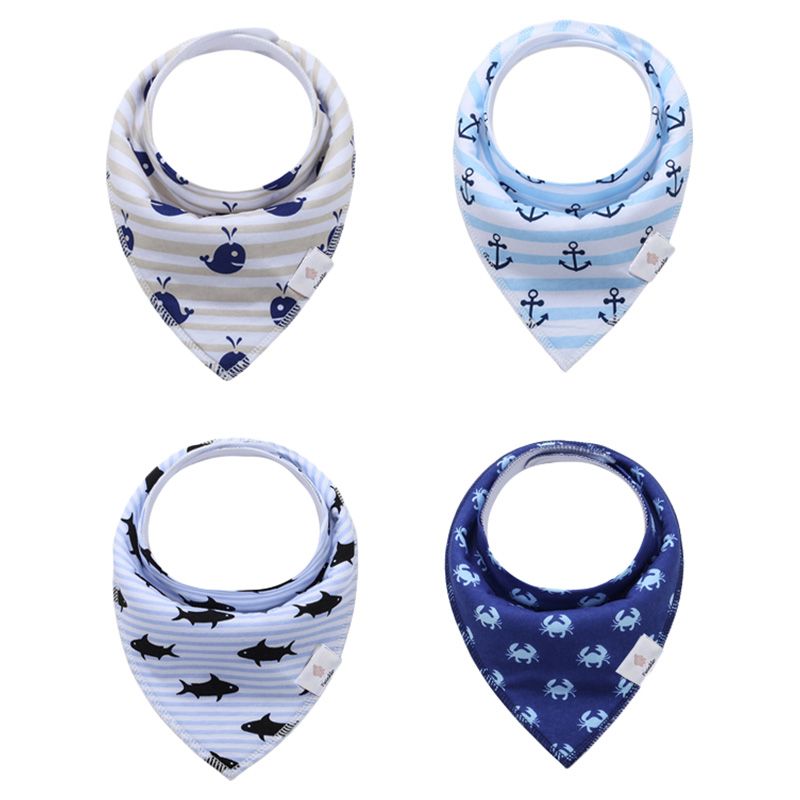 Tiny Toes - 100% Cotton Sea Theme Baby Bibs - Pack of 4