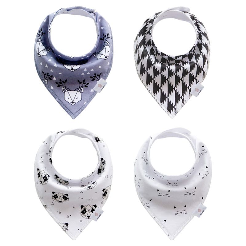 Tiny Toes - 100% Cotton Baby Bibs Soft - Pack of 4