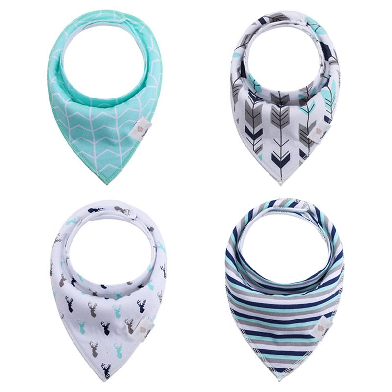 Tiny Toes - Baby Bibs Pack of 4 - Blue & White