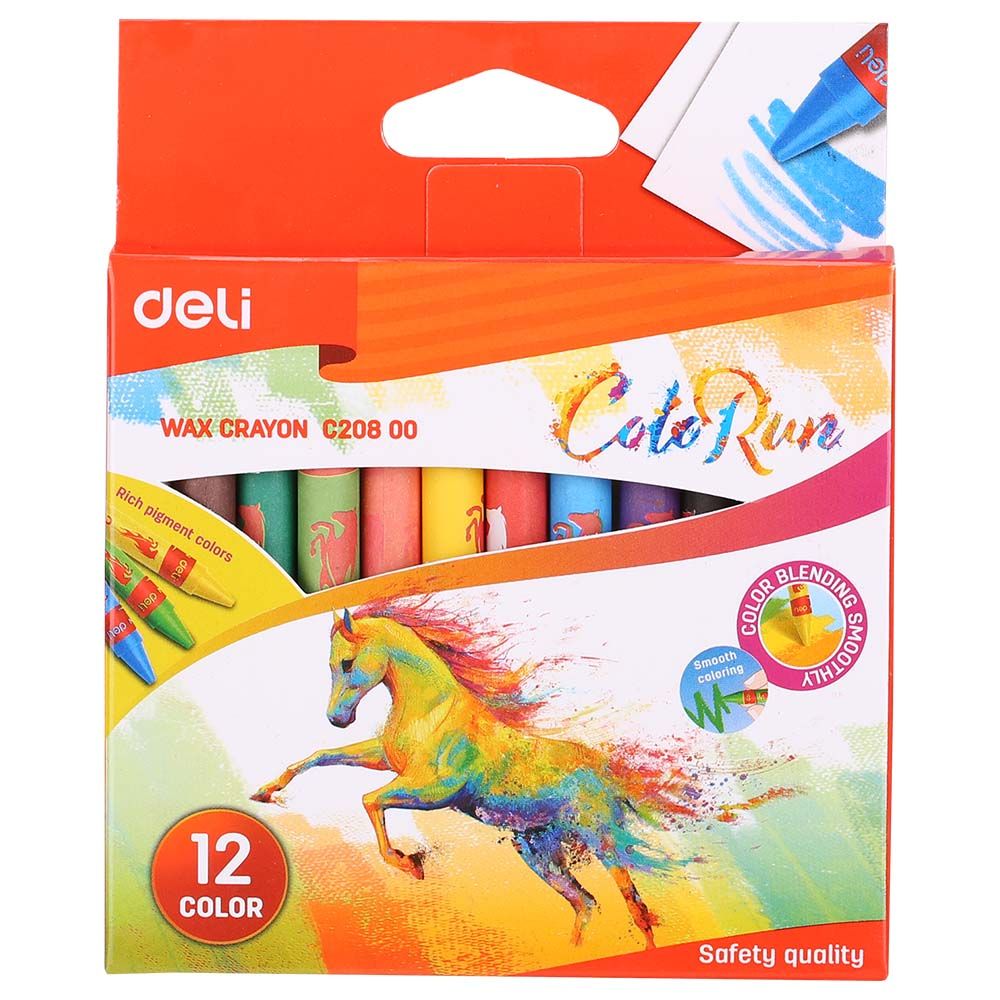 Deli - Wax Crayons 12 Colours - Pack of 4