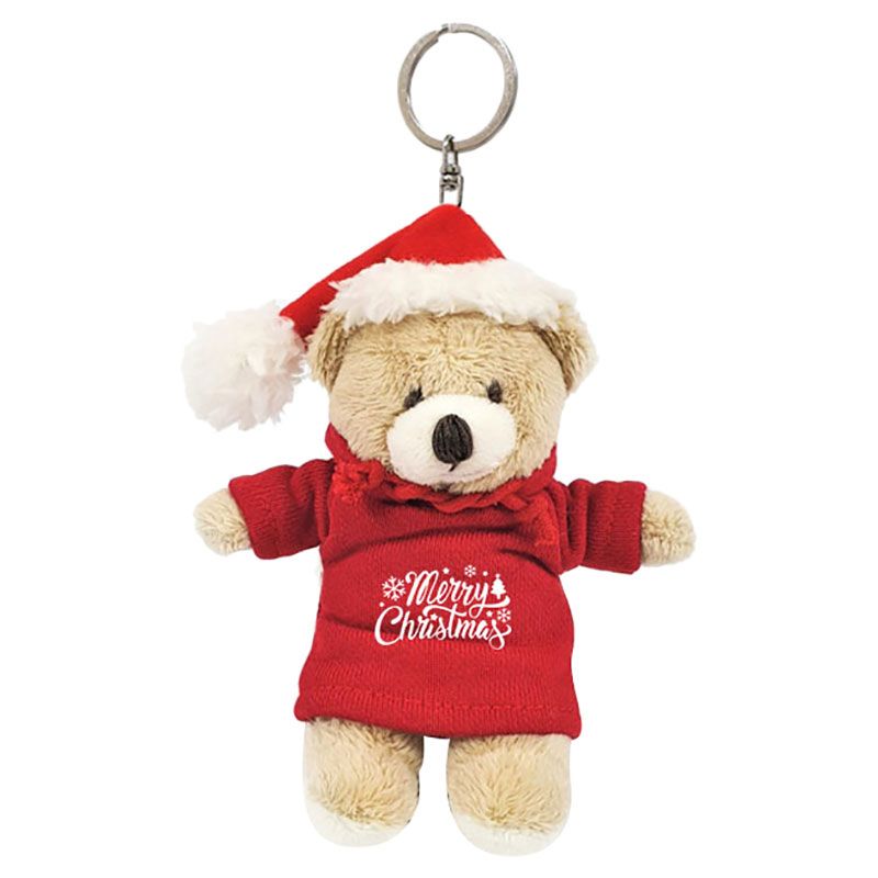 Fay Lawson - Cute Christmas Teddy Bear Keyring - Cream