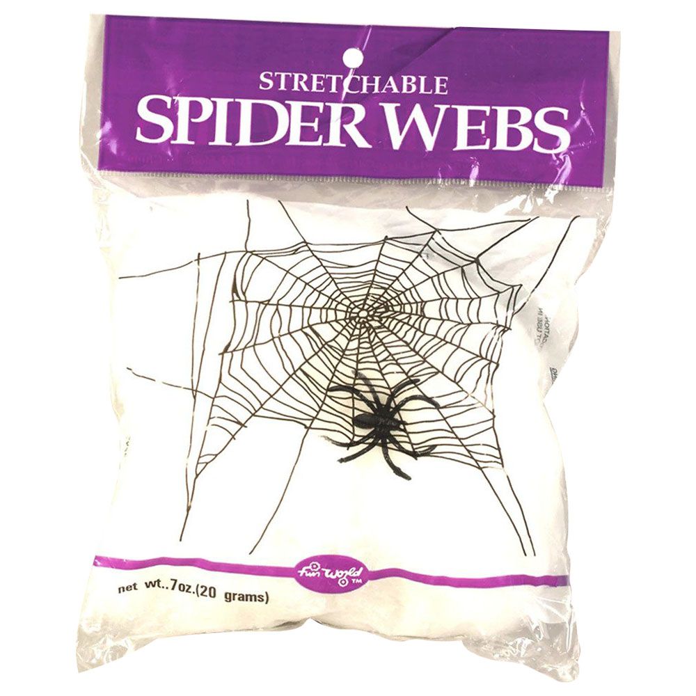 Brain Giggles - Stretchable Spiders Web With 2 Fake Spiders