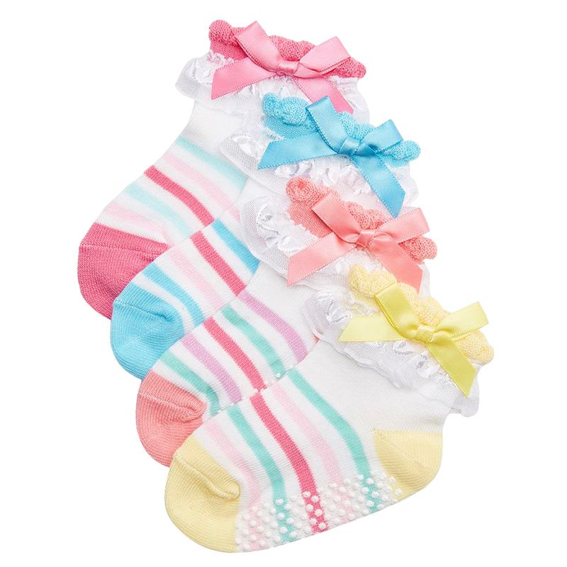 Night Angel - Baby Socks 4 Pairs Lace Cuff Girls Socks