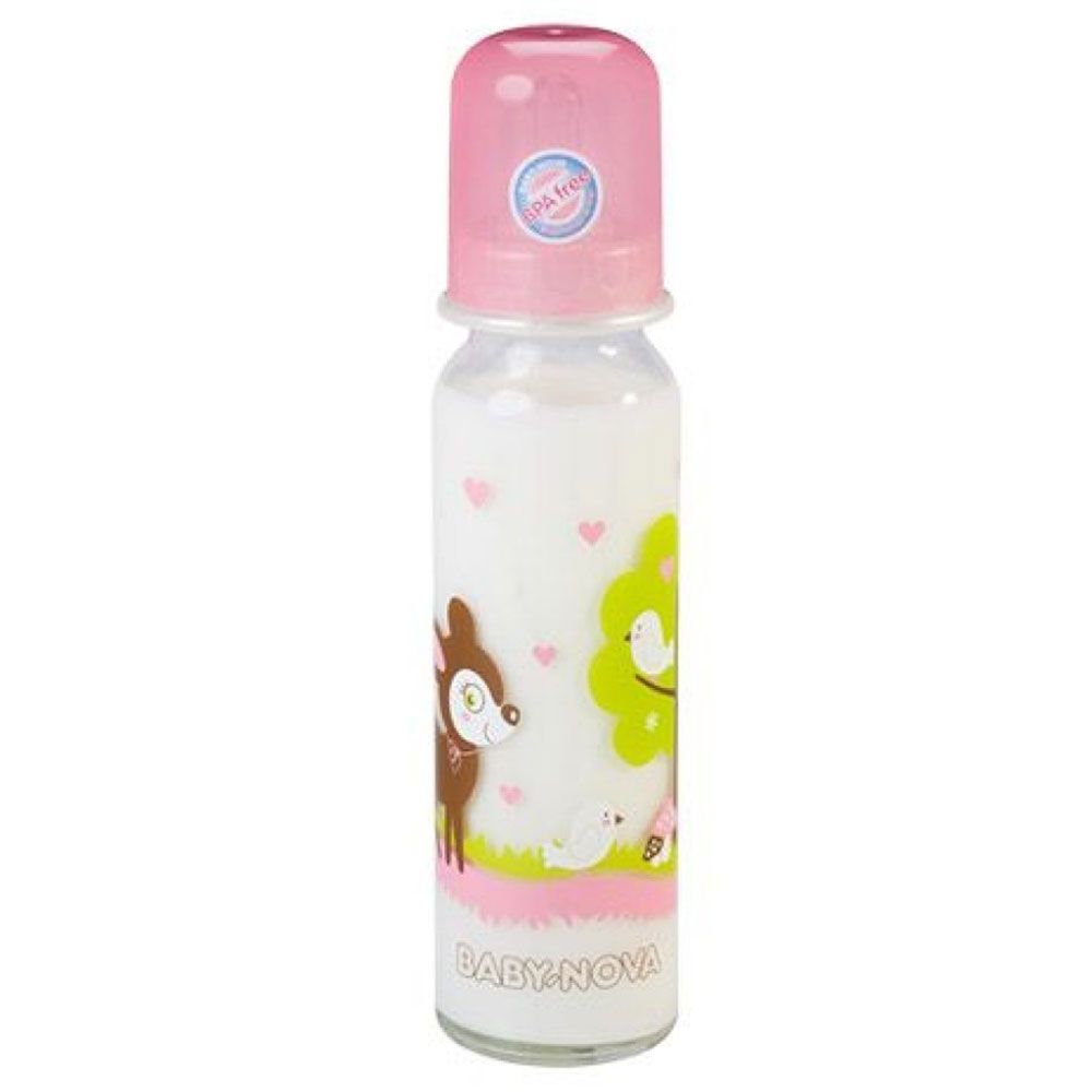 Baby-Nova Decorated Glass 250ml Bottle - Deer