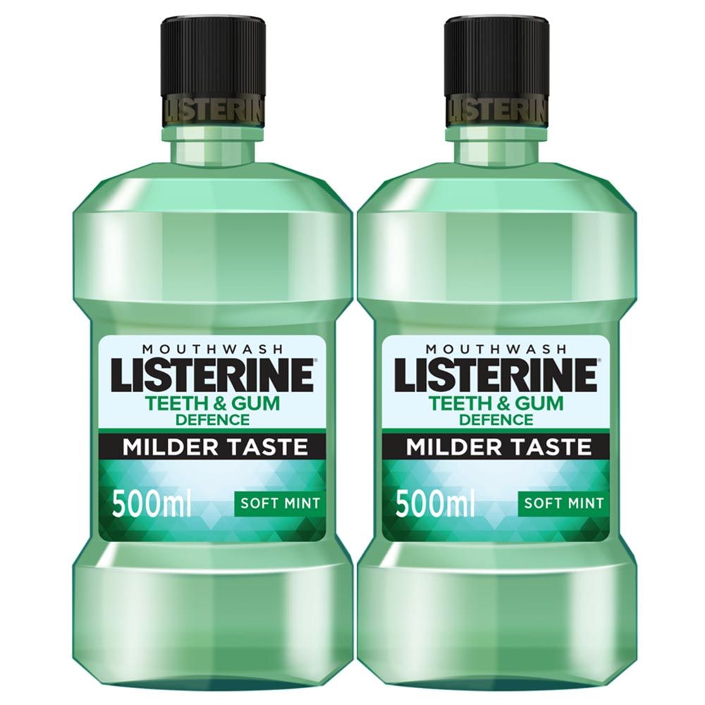 Listerine - Pack of 2 Soft Mint Mouthwash 500ml