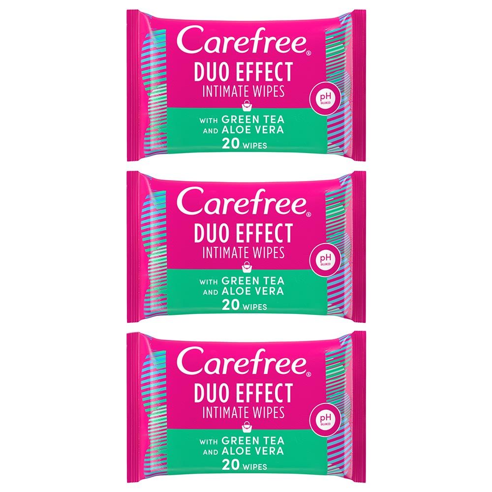 Carefree - Green Tea & Aloe Vera Intimate Wipes 20's 2+1pcs