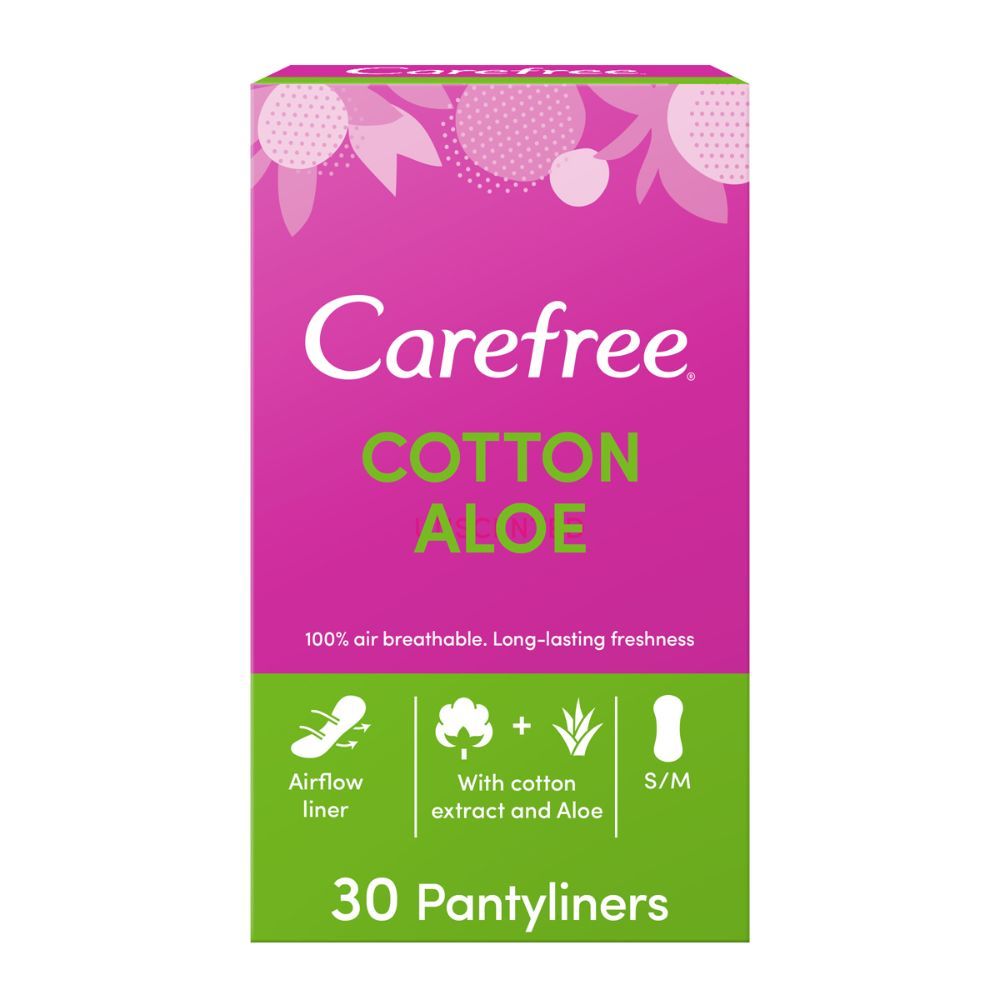 Carefree Panty Liners, Cotton, Aloe, Pack of 30