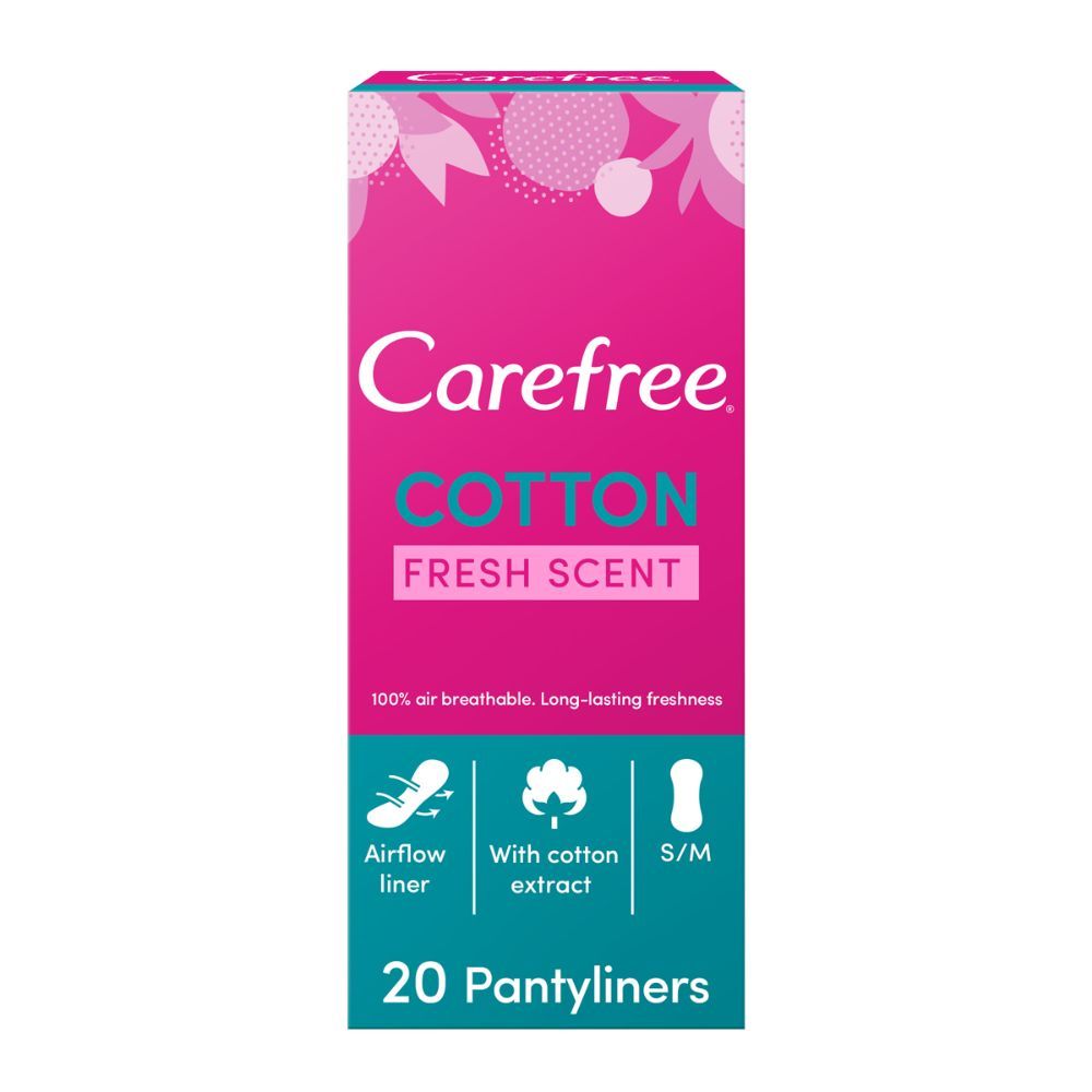 Carefree Panty Liners, Cotton, Fresh Scent, Pack of 20