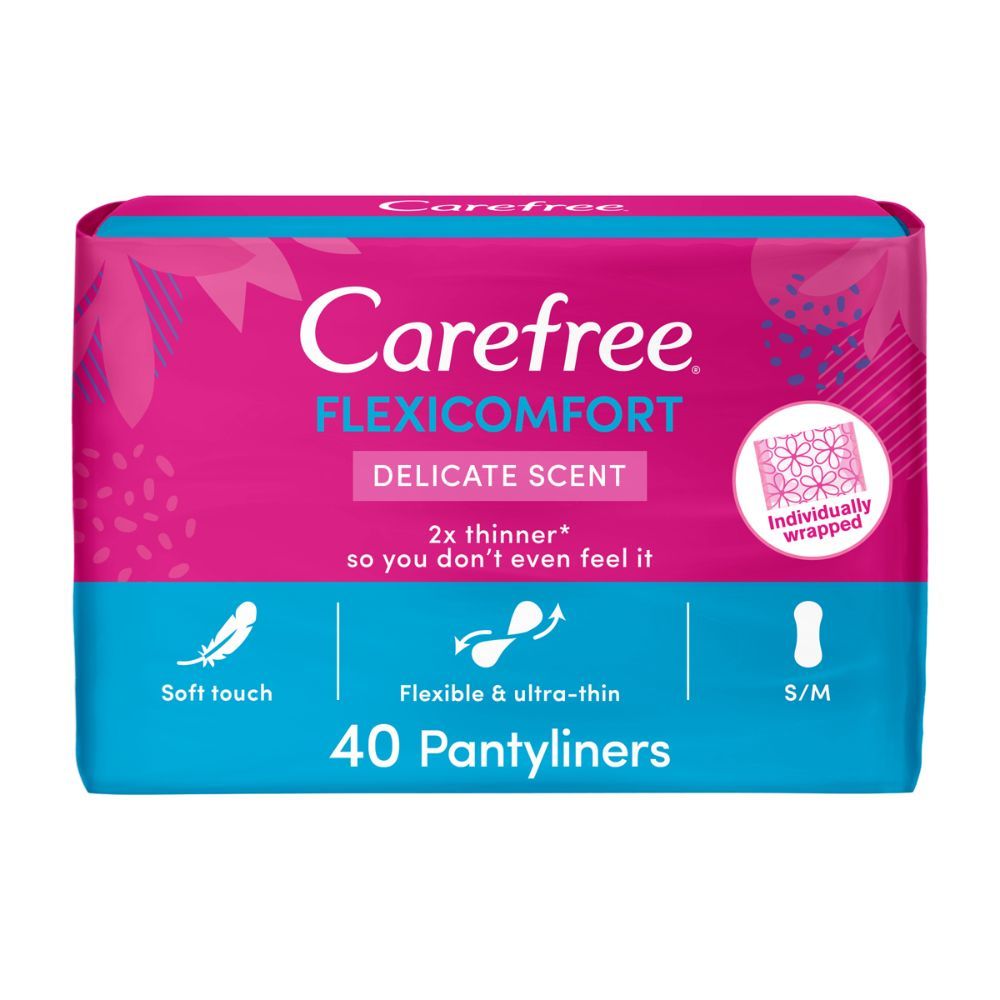 Carefree Panty Liners, FlexiComfort, Delicate Scent, 40pcs