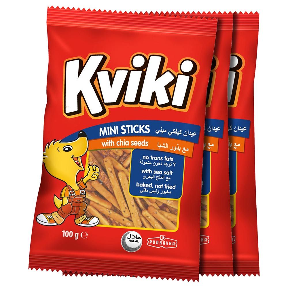 Kviki - Mini Sticks With Chia Seeds 100g x 3pcs