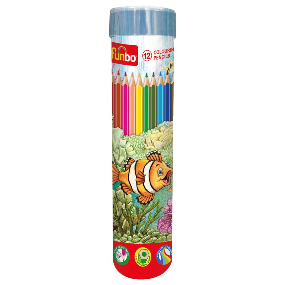 Funbo - Set of 12 Colouring Pencil Cylinder