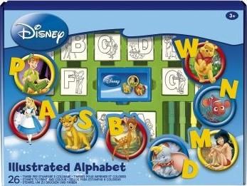 Disney Alphabet 26 Stamps +Stamp Pad+18 Sketch Pens