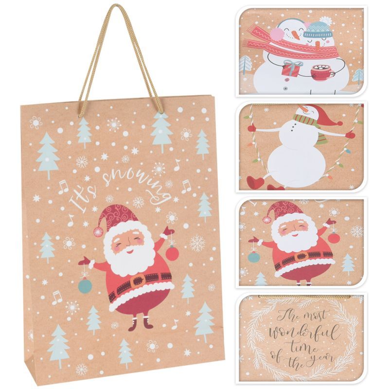 Homesmiths - Christmas Gift Bag Large Print 1pc Assorted