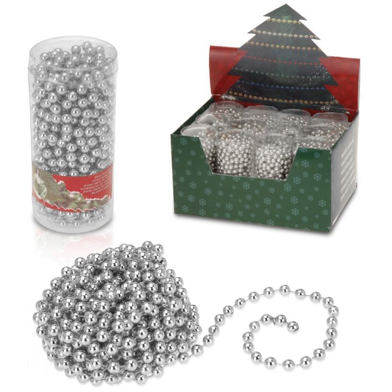 Homesmiths - Christmas 750cm Bead Garland - Silver