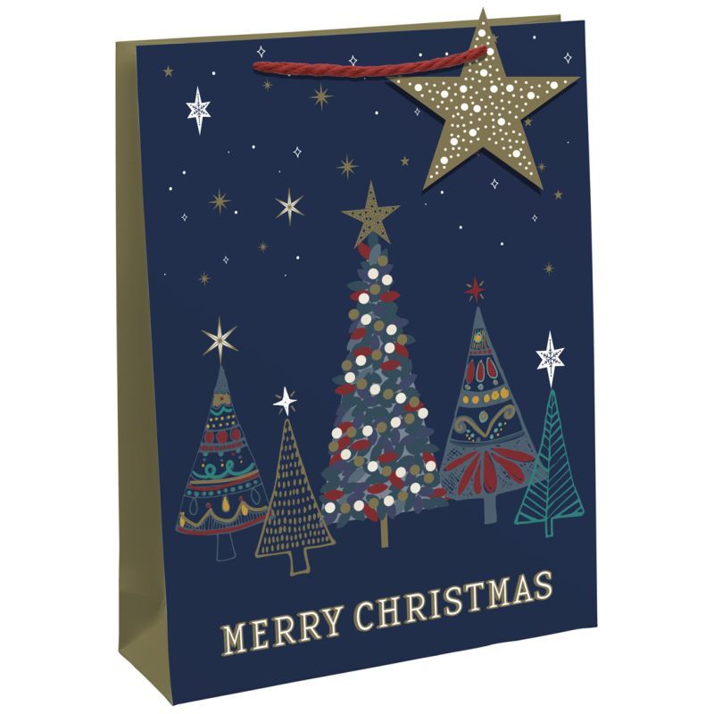 Homesmiths - Christmas Blue Trees Large Bag - Blue