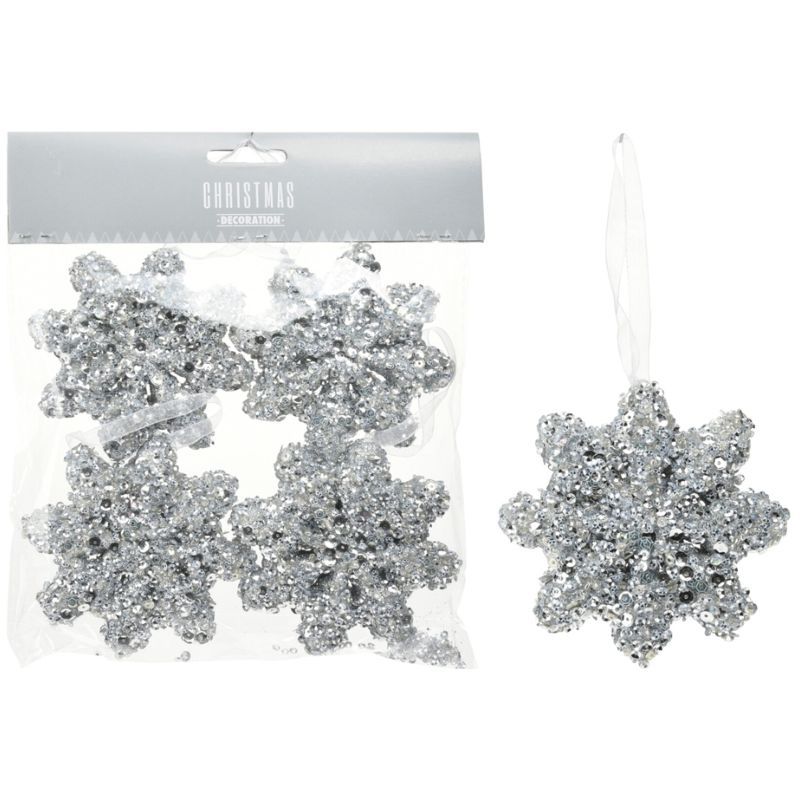 Homesmiths - Christmas Snowflake Glitter Hanging Deco