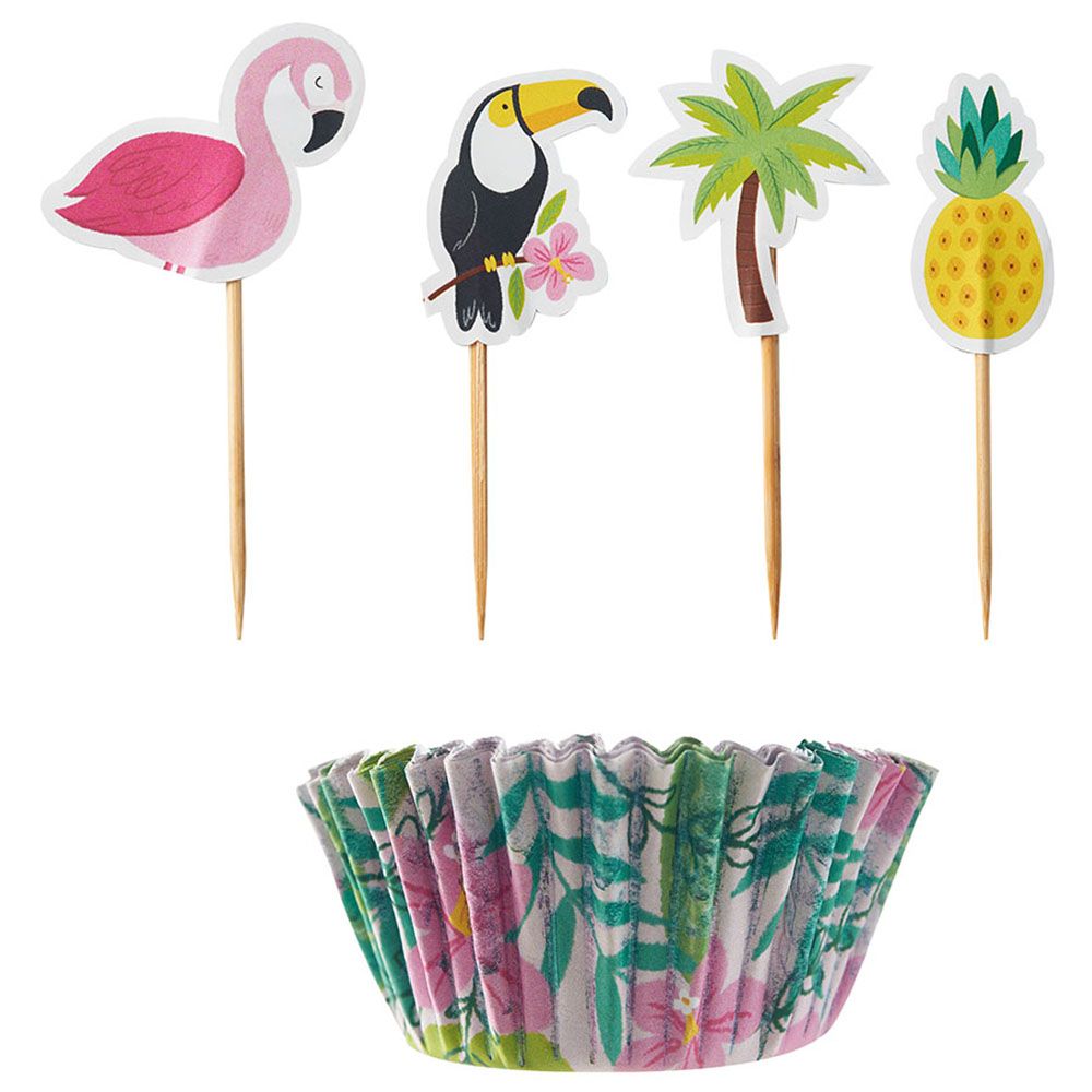 Mason Cash - Tropical Cupcake Case And Topper Set 48pcs