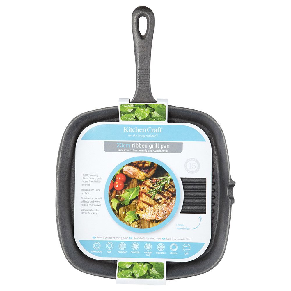 Kitchencraft - Grill Pan Ribbed 23Cm Cast Iron