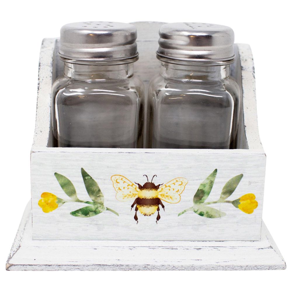 Boston Warehouse Salt Pepper In Wood Box Arch Bee Design