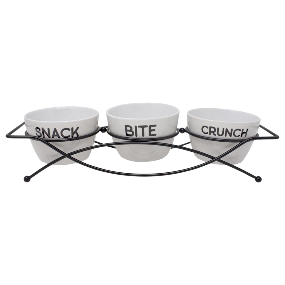 Boston Warehouse Caddy W Bowls Snack Rack 10Oz