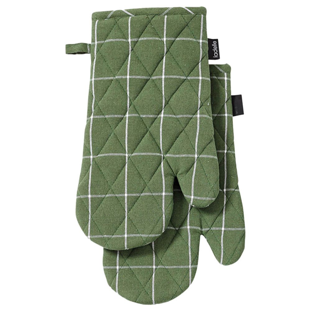 Ladelle - Eco Check Green Oven Mitt Set Of 2