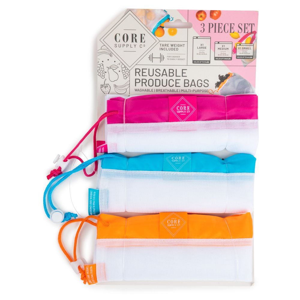 Core - Border Reusable Mesh Produce Bag Pack of 3
