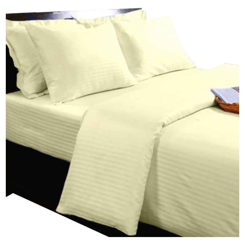 Kingtex - Satin Stripe Fitted Sheet - Beige