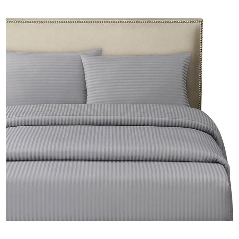 Kingtex - Satin Stripe Fitted Sheet - Silver