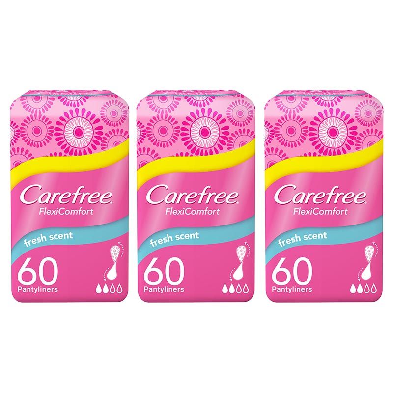 Carefree 60pcs Flexi Comfort Fresh Panty Liners 2+1 Free