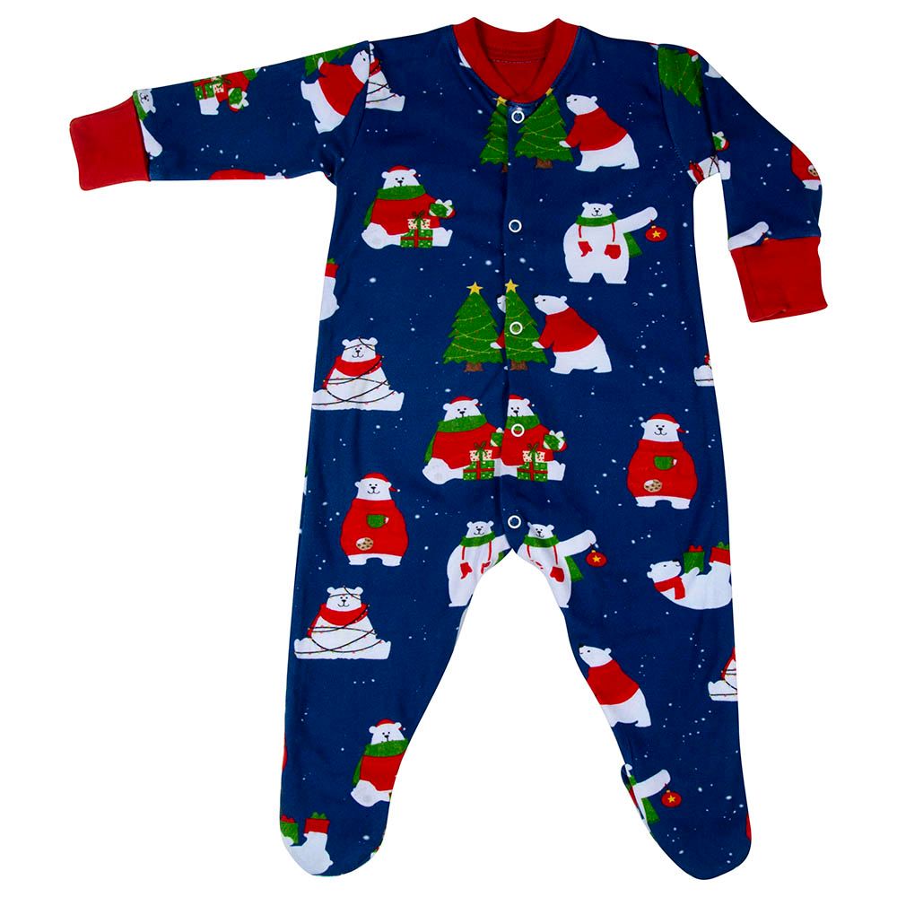 Little West Street - Polar Bear Onesie Navy/Green/Red