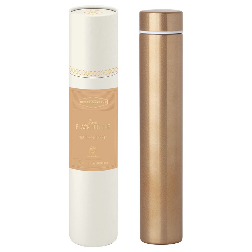 Designworks Ink - Slim Flask Bottle In Tube - Gold
