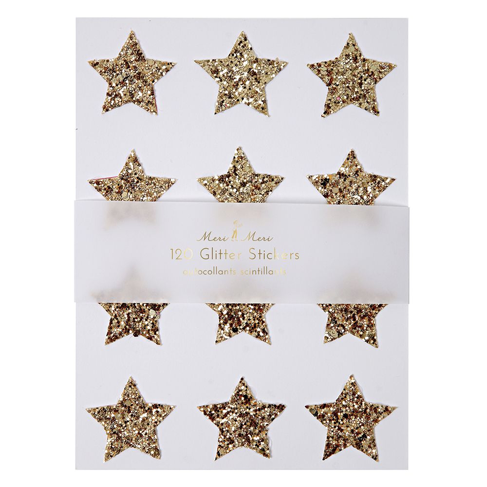 Meri Meri - Chunky Gold Glitter Star Stickers - Gold