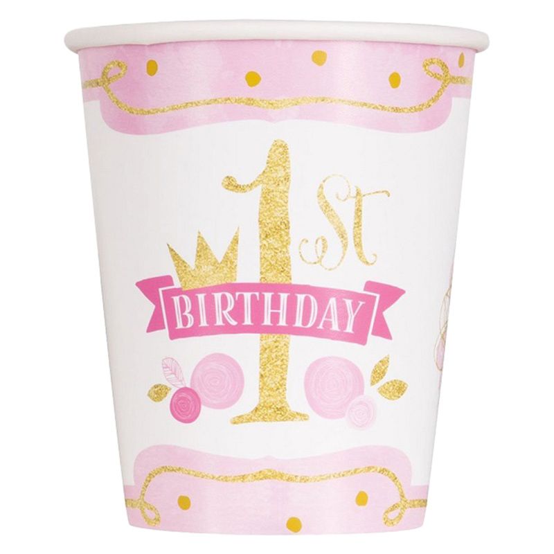 يونيك - أكواب الشرب للحفلات ذهبي وزهري - 1st Birthday