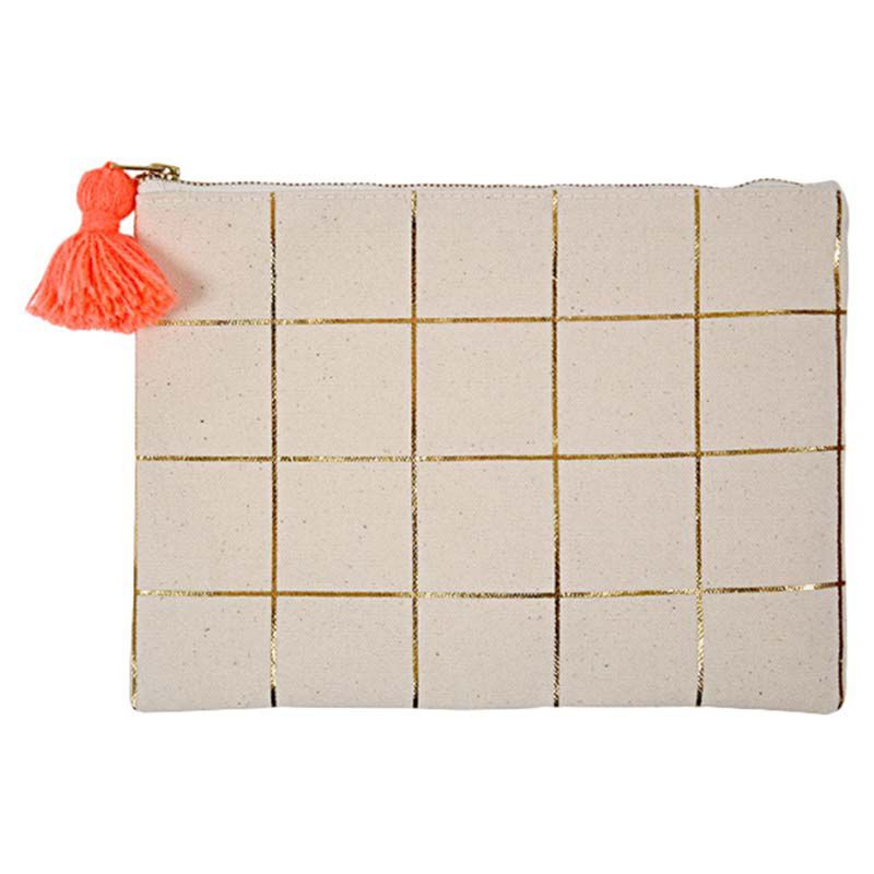 Meri Meri - Gold Foil Grid Canvas Pouch