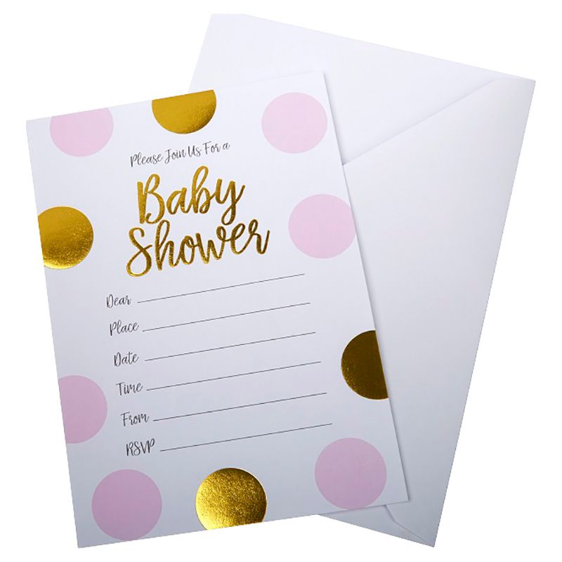 نيفيتي - بطاقات دعوة + ظروف - زهري - Baby Shower