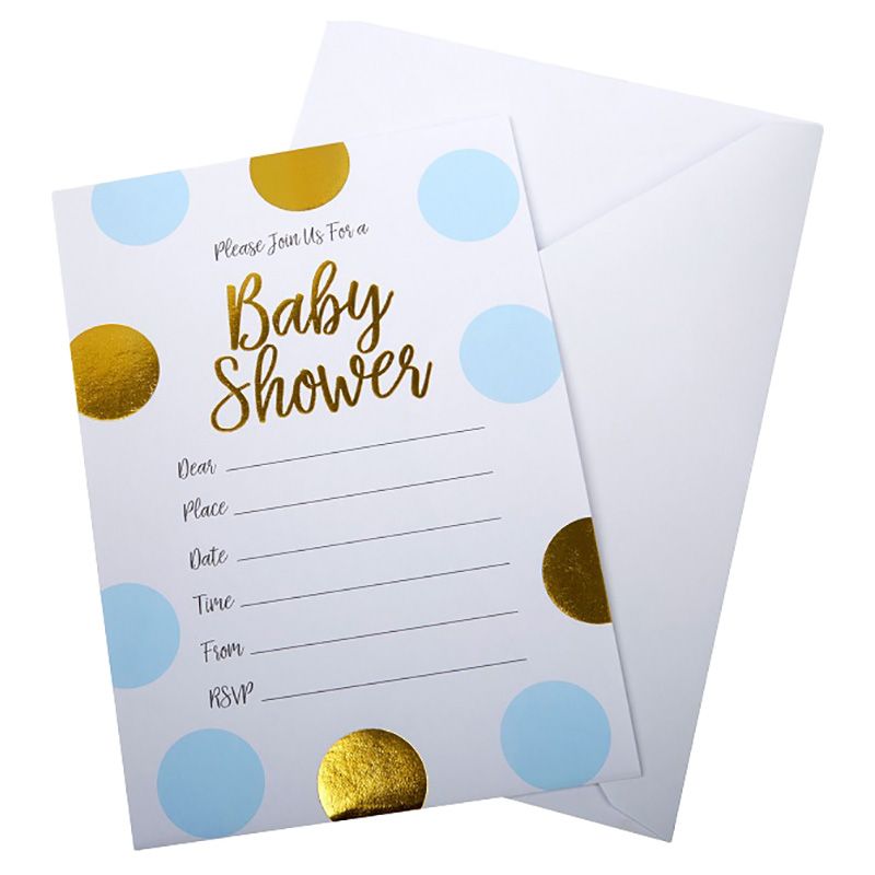 نيفيتي - بطاقات دعوة + ظروف - أزرق - Baby Shower