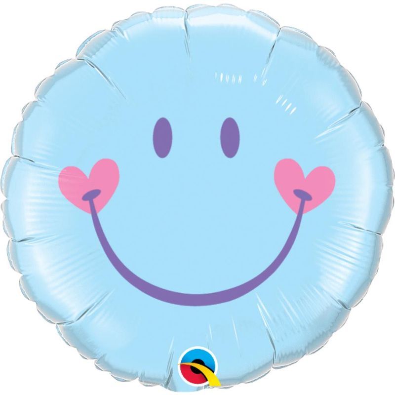 Qualatex - Sweet Smile Face Pale Blue 18in Foil Balloon