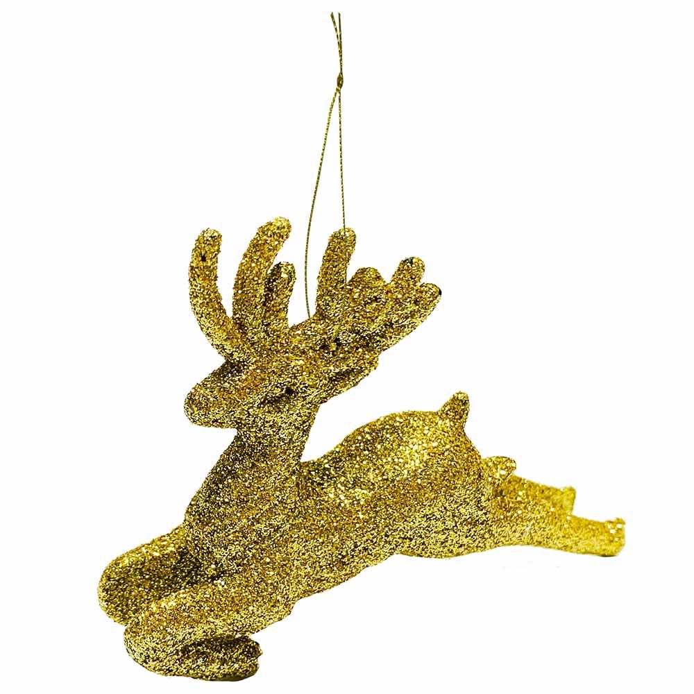 Party Zone - Hanging Deer Decoration Gold Box 3Ct