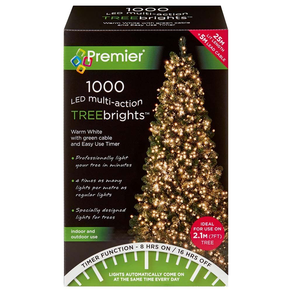 زينة مضيئة للشجرة مع مؤقت 1000 LED من ماركة بارتي زون