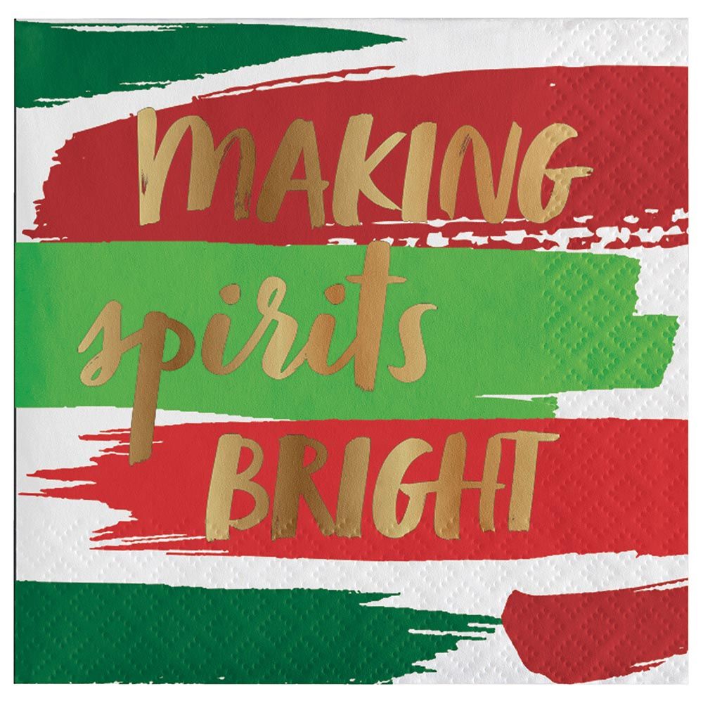 مناديل ورقية بعبارة Spirits Bright من 3 طبقات من ماركة بارتي زون