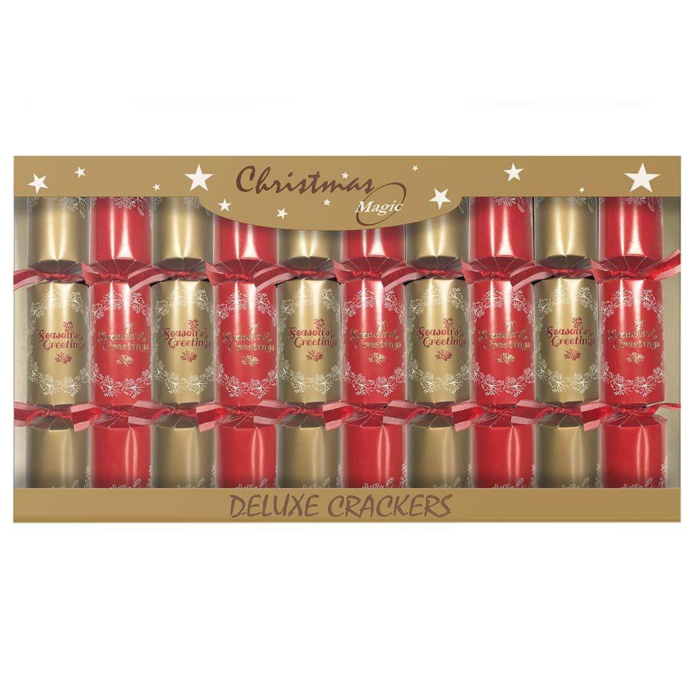 Party Zone - 11'" Deluxe Gold & Red Crackers Pack of 10