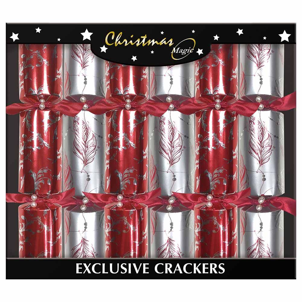 Party Zone -  14" Exclusive Silver & Red Crackers Pack of 6