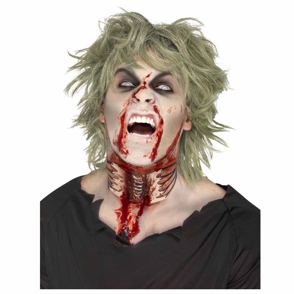 Smiffys - Zombie Exposed Throat Wound, Flesh, With Lace Tie
