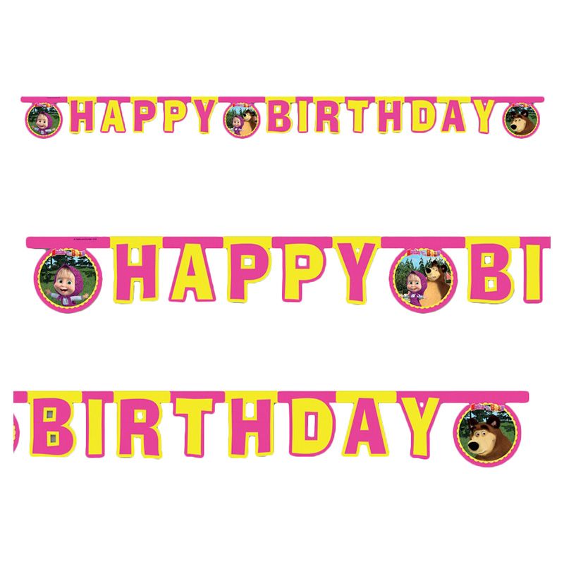 Procos - Masha And The Bear Die Cut Happy Birthday Banner