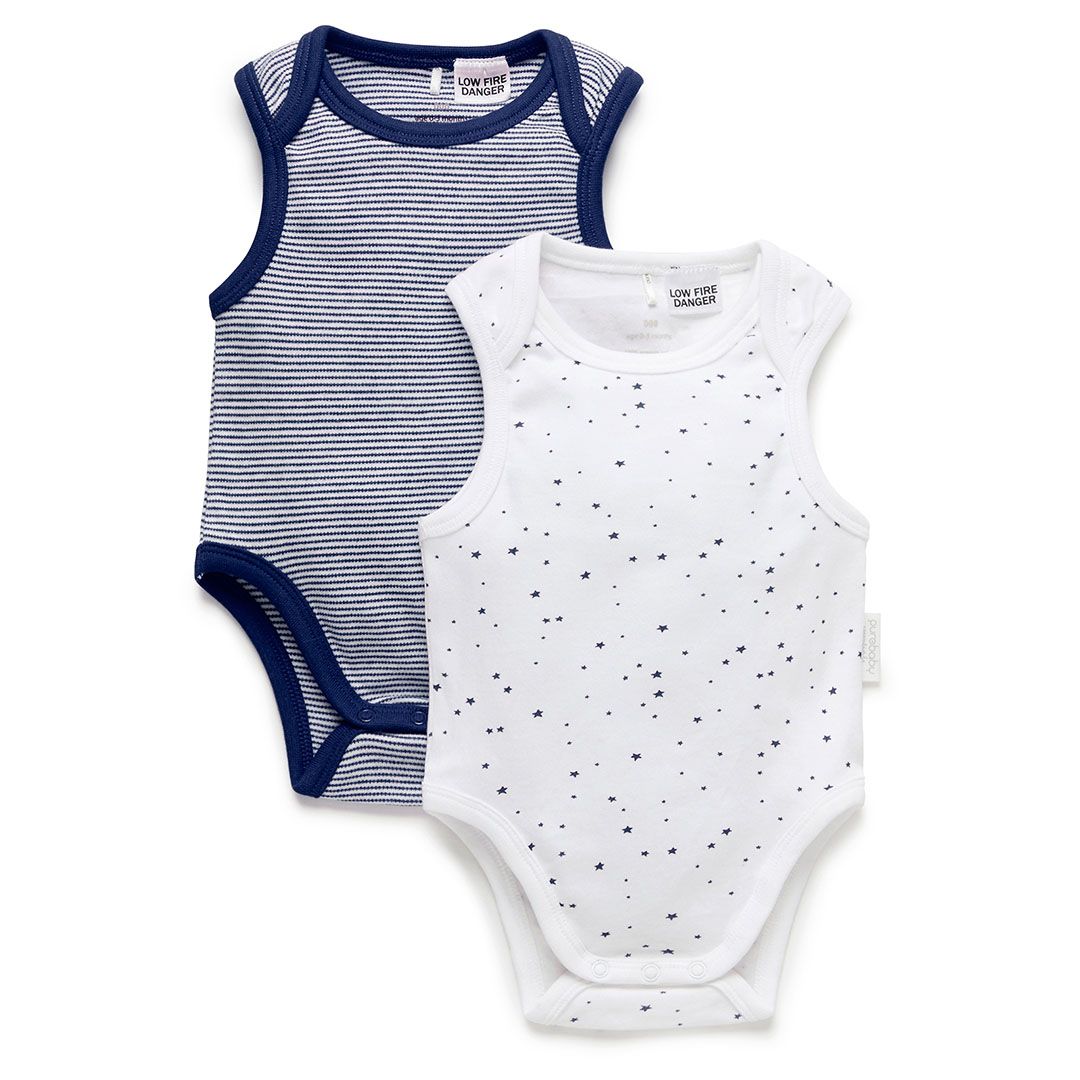 بيور بيبي تبان بربتوز بلا أكمام عدد 2 كحلي