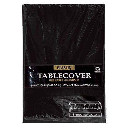 Amscan - Plastic Table Cover 54 x 108" - Jet Black