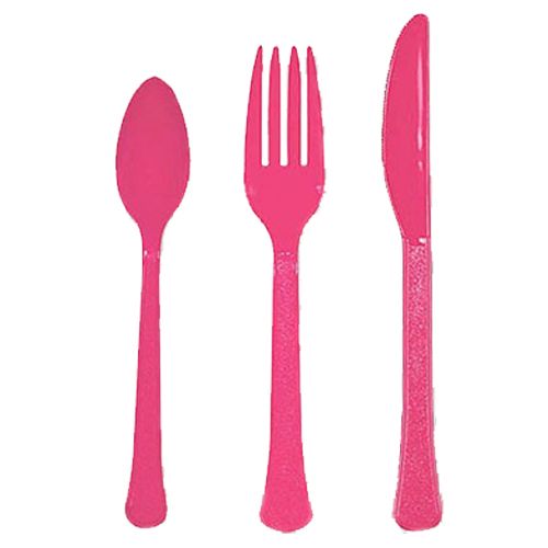 Amscan - Premium Heavy Weights Cutlery - Bright Pink